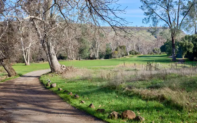 Fairway beside the oaks of Upper Bidwell Park