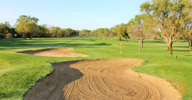 Greenside bunker in morning light