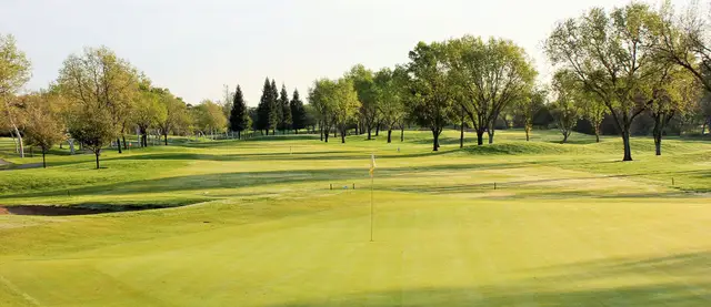 Green framed by mature trees