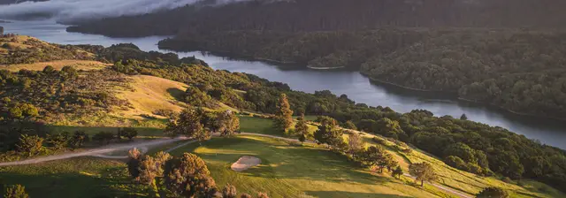 Crystal Springs Reservoir below the course