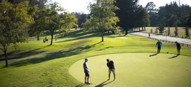 Golfers on a green at DeLaveaga