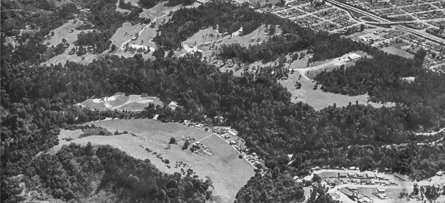 Historic aerial photograph of the DeLaveaga hills