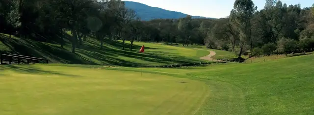 Green below the wooded hills at Hidden Valley Lake