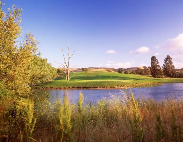 Pond in front of a green at La Purisima
