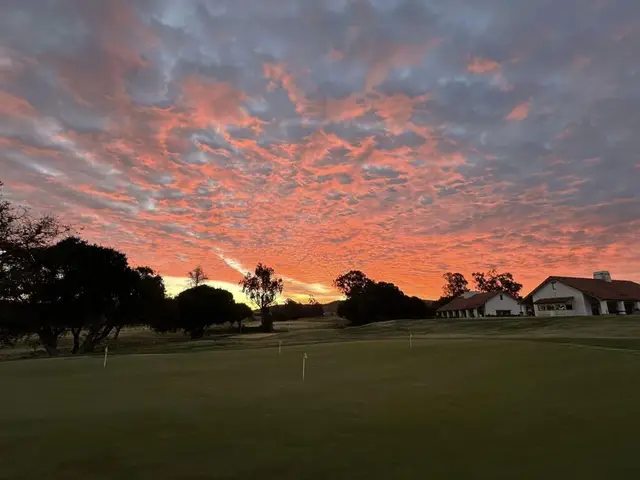 Sunset over the clubhouse at La Purisima