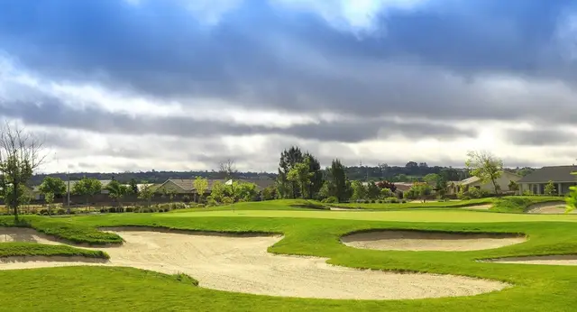 Bunkers under a cloudy sky