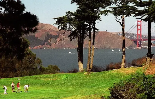Lincoln Park fairway with the Golden Gate Bridge beyond