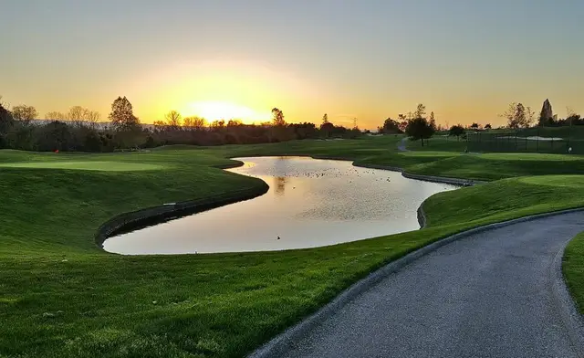 Sunset over a pond at Los Lagos