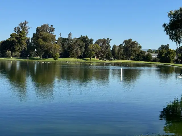Lake reflecting the trees at Monarch Bay
