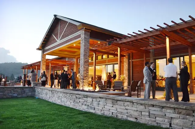 Peacock Gap clubhouse terrace at dusk