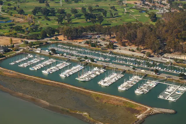 Coyote Point Marina with Poplar Creek's fairways behind
