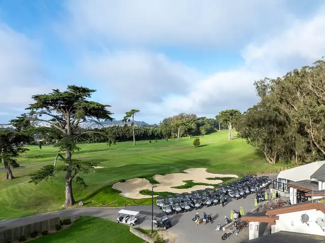 Bunkered green beside the Presidio clubhouse