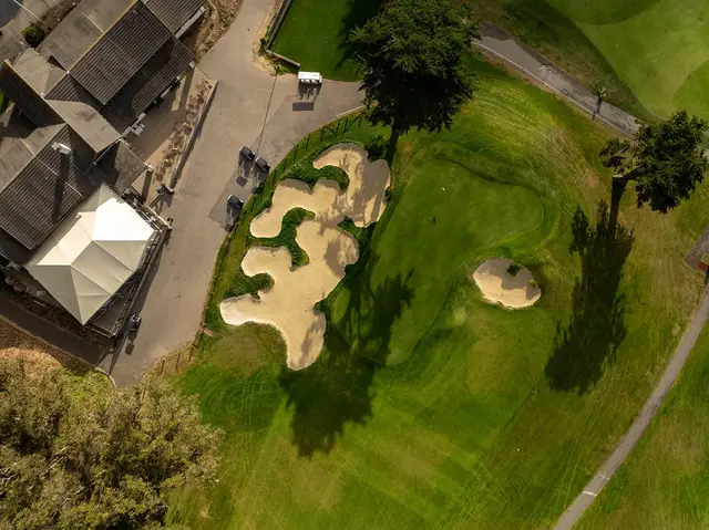 Overhead view of bunkers near the Presidio clubhouse