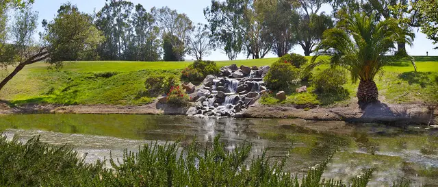 Waterfall into the pond at Rancho Maria