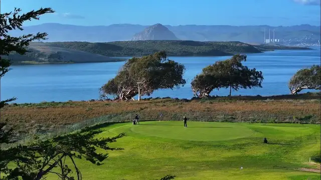 Green above Morro Bay with Morro Rock beyond