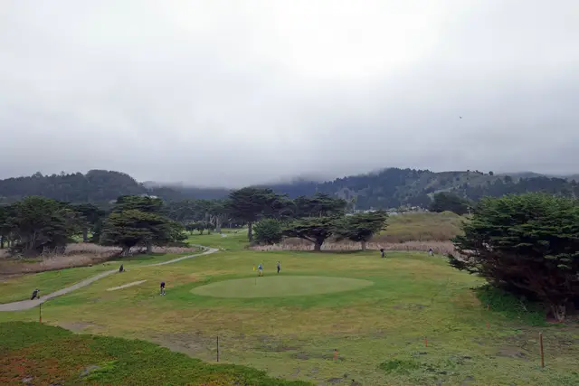 Sharp Park green under coastal fog