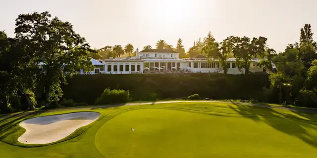 Silverado's mansion clubhouse above a green