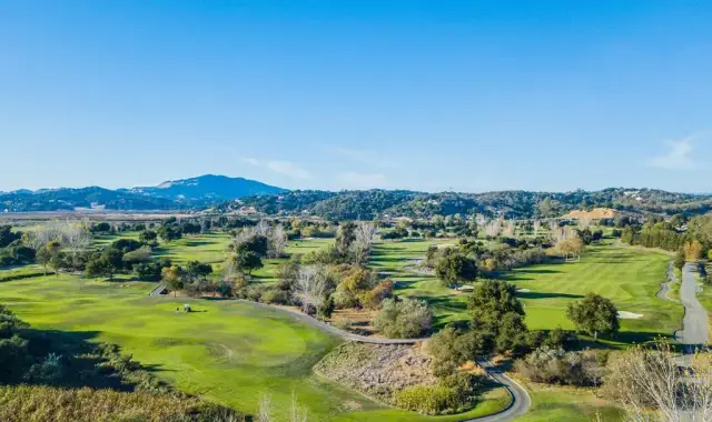 Wide view across the course to Mount Tamalpais