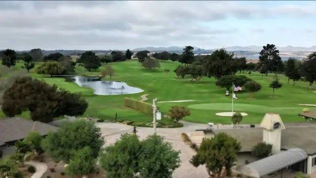 View over the course and pond from the clubhouse at Crazy Horse Ranch