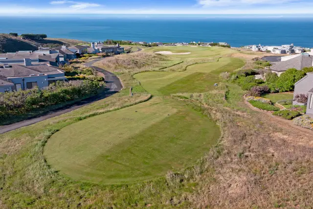 Aerial view of a hole above the ocean