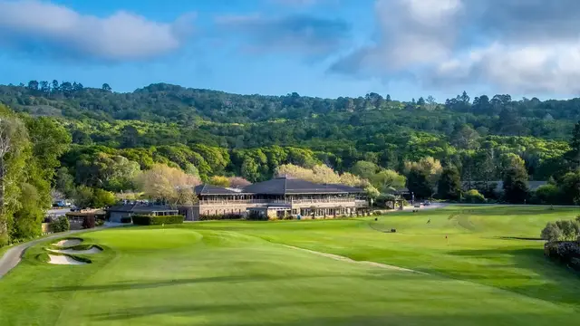 Quail Lodge clubhouse beyond the fairway