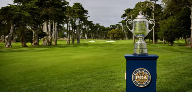 PGA Championship Wanamaker Trophy on the course at Harding Park