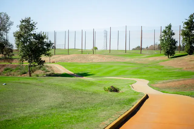 Cart path winding through the course